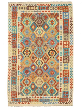Kilim Afghan Old Style Rug 202X306 Brown/Green Wool, Afghanistan