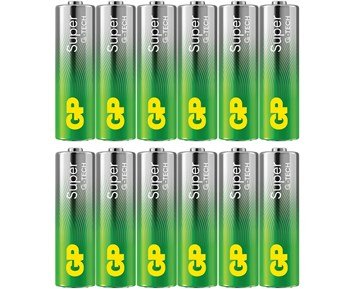 GP Super Alkaline AA-batteri, 15A/LR6, 12-pack - 12-pack Super Alkaline AA-batteri, 15A/LR6