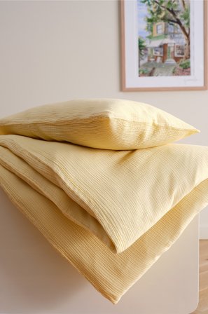 Jotex - Dynetrekksett i Musselin Barneseng Lys gul - AMILIA - Kjøp Sengesett til barn hos Jotex