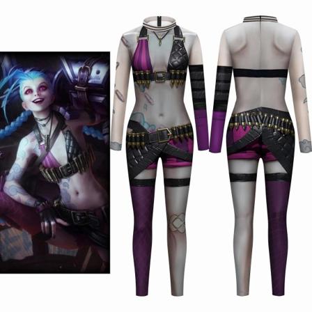 Spil Lol League Of Legends Superhelt Jinx Ad Carry Catsuit Halloween Cosplay Jumpsuit Sexet Kvinder Piger Zentai Fest Bodysuit Ny