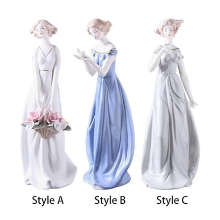 Porslinsstatyett av en dam, prydnad för soffbord, keramikfigur av en flicka för vardagsrum, hylla, spis, sovrum, inflyttningspresent
