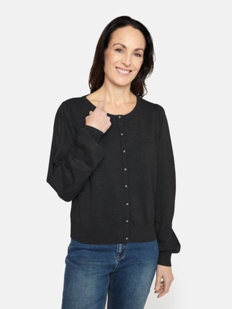 JENSEN - Cardigan O-hals - Sort