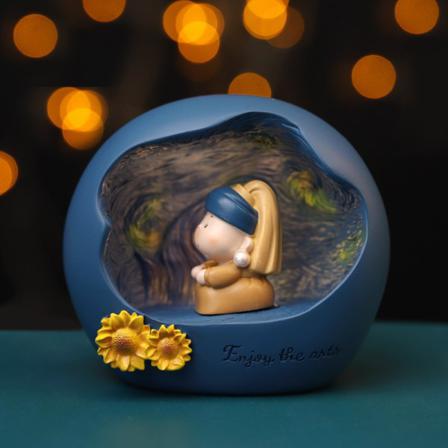 Konstnären Arrangerar En Flicka Stjärna Lampa Rum Prydnad Med Pärla Earrin