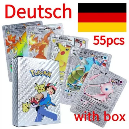 Ny tysk version Pokemon-kort Flash Card GX VMAX Hologram Spelstrid Guld Silver Svart Barn Samlarkort Leksakspresent