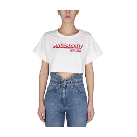 Philosophy di Lorenzo Serafini T-Shirt With Rubber Logo Hvid, Dame T-shirts