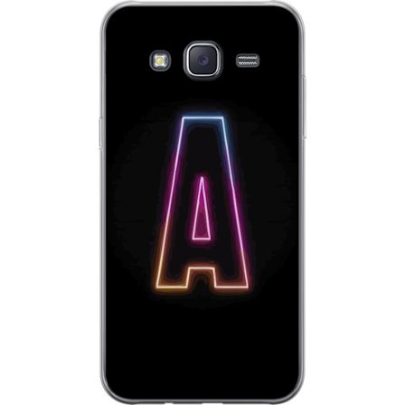 Yhteensopiva Puhelinkuori Samsung Samsung Galaxy J5 Minimalistinen neonkirjain A sateenkaarenvärisessä valossa mustaa taustaa vasten modernissa typo