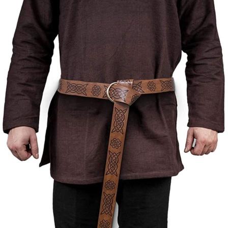 Middelaldersk vikingbelte for menn, renessansebelte i PU-lær med ring