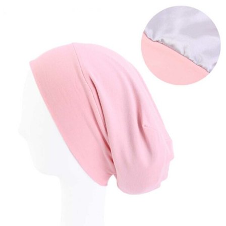 Sleeping Cap med satin inde - Satin Bonnet - Sleep Cap One Size Pink