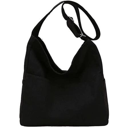 Axelväska med stor kapacitet Studentduk Koreansk Crossbody Shopperväskor för kvinnor Axelväskor Skolhandväska black