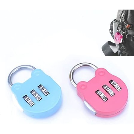 (Rosa + Blå (2 st)) Bagagelås, mini 3-siffrig kombination