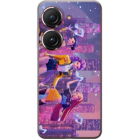 Yhteensopiva Puhelinkuori Asus Asus Zenfone 9 Tulevaisuutta ennakoiva K-Pop Demon Hunters tyttöryhmän kuvitus neonkaupungin popkulttuuriestetiikalla