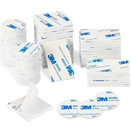 3M Dobbeltsidig Skumtape, 60 stk, sterk selvklebende tape, egnet for veggklistremerker, plakater og håndverk.