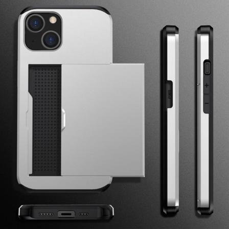 IPhone 15 skal med en korthållare - Silverfärgat Silver