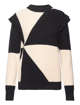 Objmalena L/S Ruffle Pullover Pullover Creme Object*Betinget Tilbud