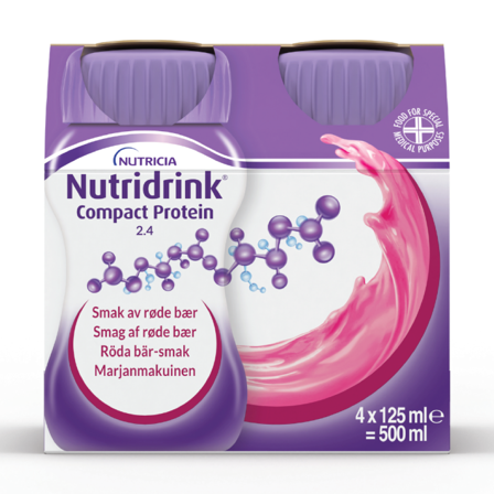 Nutridrink Compact Protein Næringsdrikk, Røde bær, 4x125 ml