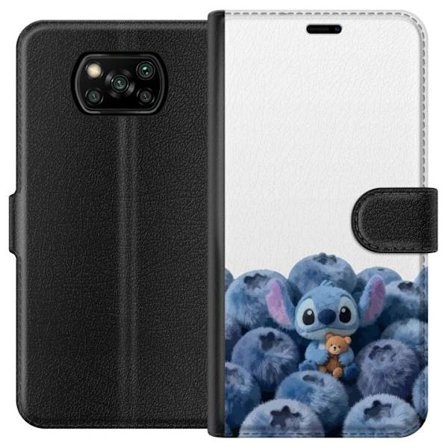 Kompatibelt Lommeboketui til Xiaomi Xiaomi Poco X3 NFC Søt blå karakter blant blåbær med bamse i mykt og lekent illustrasjon