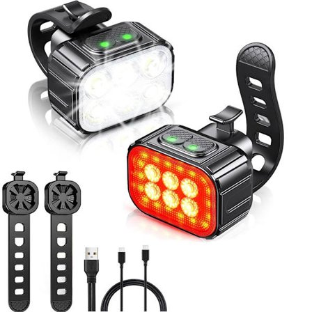 USB-C Oppladbart Sykkellyktsett IP65 Vanntett LED-sykkellykter foran og bak for sikkerhet ved nattsykling
