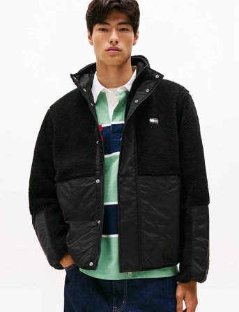 Tommy Jeans Tjm Essentl Mix Teddy Jacket Ext - Black - L