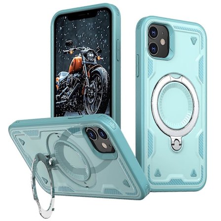 För iPhone 11 XR Skal Kompatibelt med MagSafe Militärt Skydd PC+TPU Ställ Telefonskal - Ros-lingling