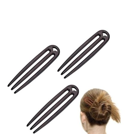 Hårstylingtilbehør til kvinder, vintage-design træhårgaffel med 3-tands hold, håndskåret hårpind i naturligt træmateriale til opsætninger og