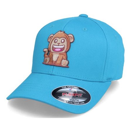 Kiddo Cap - Blå flexfit Keps - Kids Cool Monkey Hawaii Ocean Blue Flexfit @ Hatstore