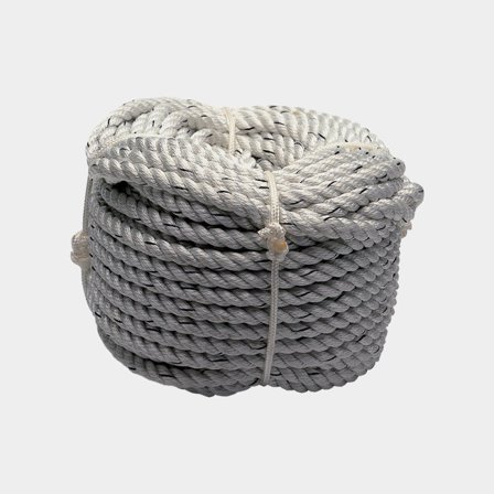 Ligne de mouillage avec cosse cœur inox 1852-Marine, polyester 3 torons, Ø10 mm, 40 mètres, blanc