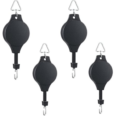 4-pack växtremskiva Indragbar växtkrokremskiva Justerbar växthängare Hängande blomkorg för trädgårdskorgar Krukor och fågelmatare i olika