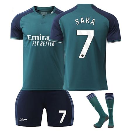 2324Arsenal andra bortatröja fotbollströja set Saka tröja+strumpa S(165-170cm)