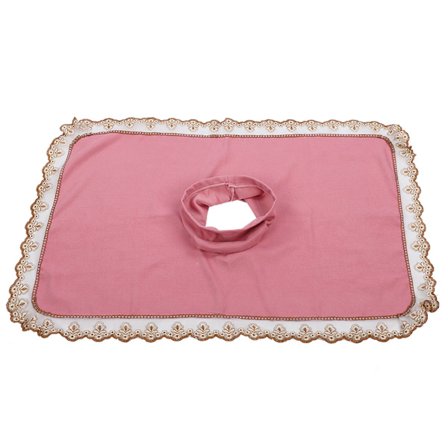 Spa Massasjebenk Hode Cover Ark med Hull Rosa Skjønnhetssalong Seng Sengeteppe