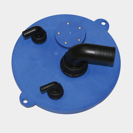 Coperchio di collegamento per serbatoi d'acqua Nuova Rade Diablo Easy Switch, Ø38 mm (ingresso), Ø16 mm (sfiato), Ø12 mm (uscita), plastica, blu