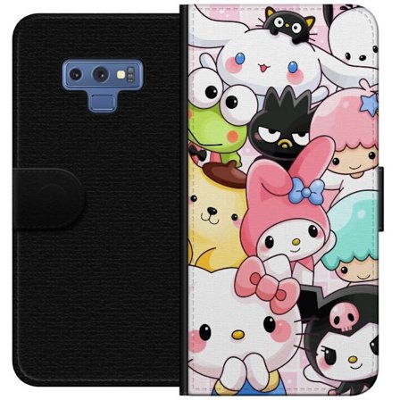 Kompatibelt Lommeboketui til Samsung Galaxy Note9 Tett mønster av søte figurer med store øyne i ulike farger og uttrykk med LABUBU-tekst