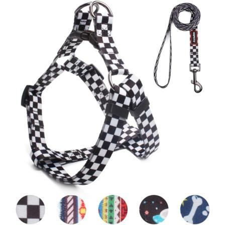 Hundesele og snor sæt justerbar heavy duty ingen træk sele til små mellemstore store hunde racer rygklips anti-twist perfekt til gåture (L(23 Black 