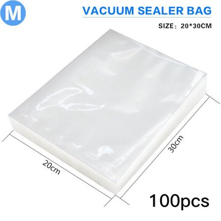 100/200x Vakuumpakningsposer for matlagring, teksturerte poser, forseglede, pregede vakuumposer