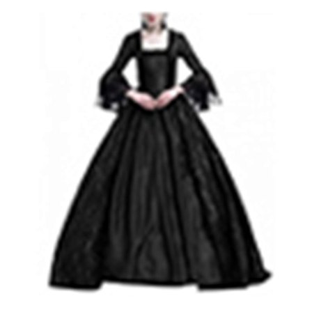 Middelalder Renessanse Dronning Ballkjole Klokkeerme Maxi Kjole Halloween Kostyme TA