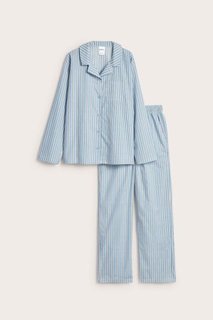 Kappahl | Raidallinen popliinipyjama | Vaaleansininen