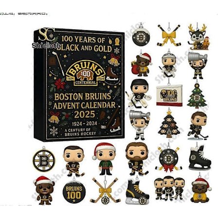 Boston Bruins 100-vuotisjuhlan joulukalenteri, joulukuusenkoriste, akryyliriipus, keräiltävä joulukoriste