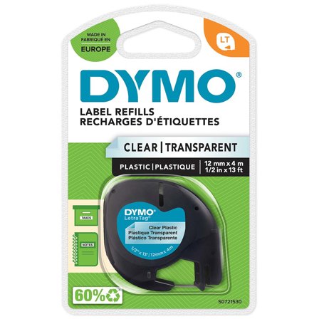 DYMO LetraTag plastetiketter 12mm x 4 m Black on Red