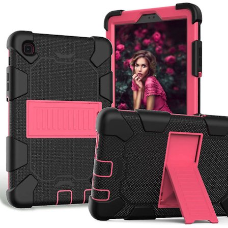 Dubbelfärgat silikon + PC-fodral för surfplatta med stativ, stötsäkert skyddande fodral för Samsung Galaxy Tab A7 Lite 8,7 tum