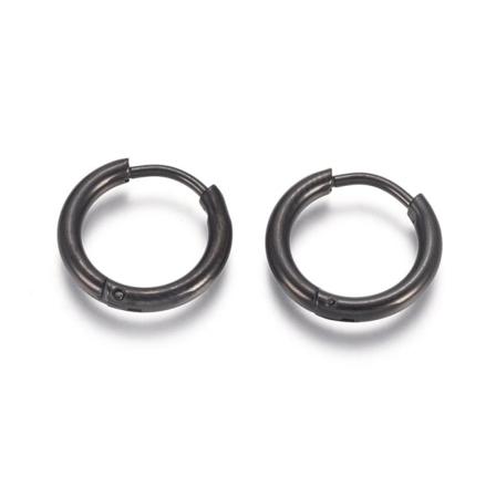 1 pari 16 mm Hoops-korvakoruja mustaa 316L kirurgista terästä