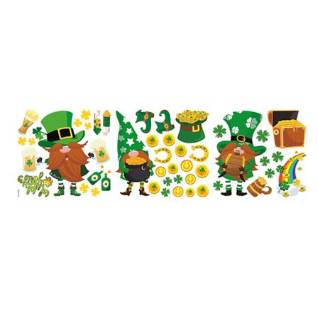 Patrick's Day Väggdekaler Tomte Fönsterdekorationer Kylskåpsdekor
