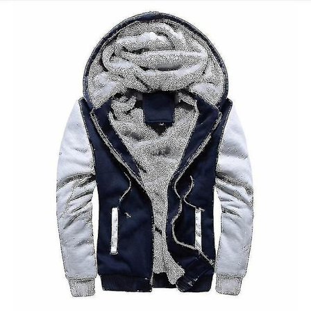 Sweatshirt Vinter Tjock Varm Fleece Zipper Herr dark blue