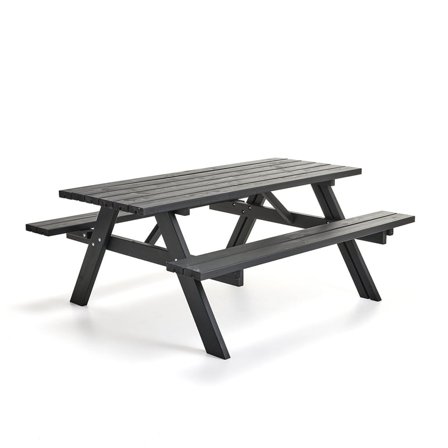 Table with bench TUNDRA, 1770 mm, black