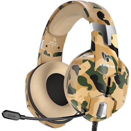Gaming Headset til Xbox One, PS4 Headset med Mikrofon, Stereo Surround Sound, Støjreducerende Mikrofon & One-Key Mute, Cool Camo Gami