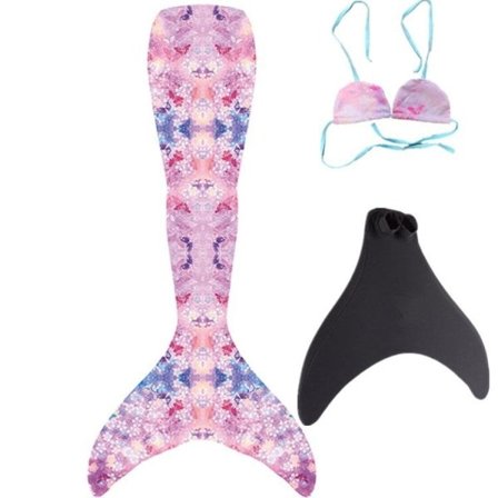 Havfrue bikini monofin havfrue finne børn havfruehale pakke A (med monofin) S (kropshøjde 95-110cm)