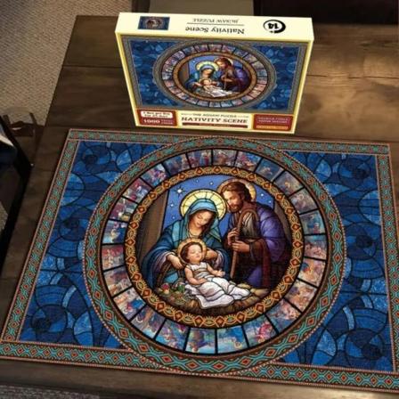 Julkrubba Adventskalenderpussel 2023 Pussel 24 dagars nedräkning till julpussel Julleksak för barn Presenter -Jesus style 70x50cm