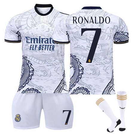 23-24 Real Madrid Dragon White Special Edition Jalkapallopaidat Lasten jalkapalloasu