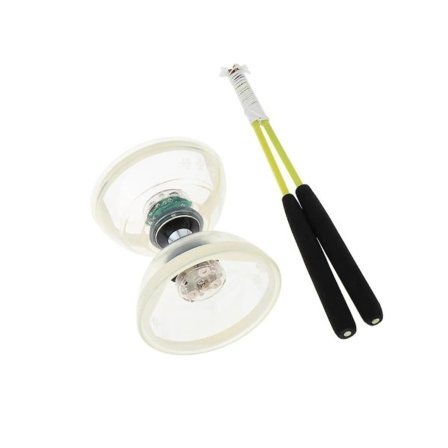 1/2/3 Jongleringslegetøj Tre Lags Lys Diabolo med Håndtag & Hvid 13cm 1 Stk