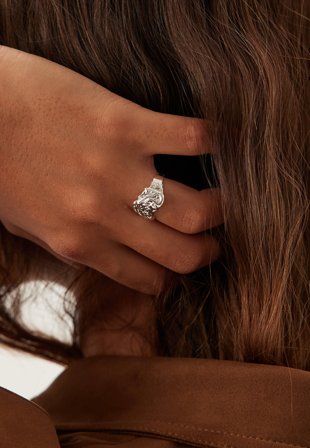 Pilgrim Blossom Organic Shaped Ring Si Accessories