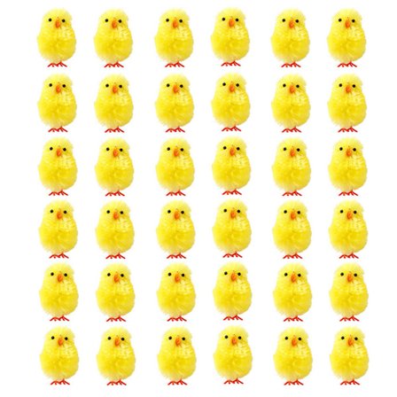 36 stk. Søde Simulations Mini Påskekyllinger Fuzzy Gul Kylling til Æggejagt Fest