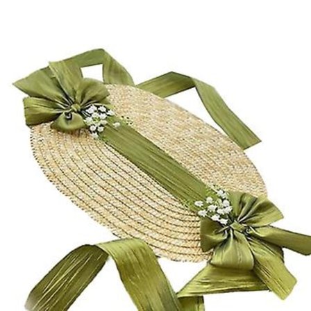 Handgjord Viktoriansk Bröllopshatt för Kvinnor 1800-tal Tea Party Bonnet Lolita Hatt Vintage Blommor Strand Sol Halmvävning Hattar ( )